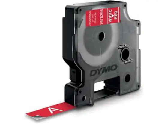 Schriftband-Kassette Dymo 1978366 weiß auf rot 12mmx3m für Dymo Mobile LabelManager