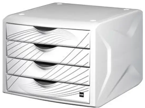 Schubladenbox Helit H6129505 chameleon white queen 4-Schübe weiß/weiß IML Dekor