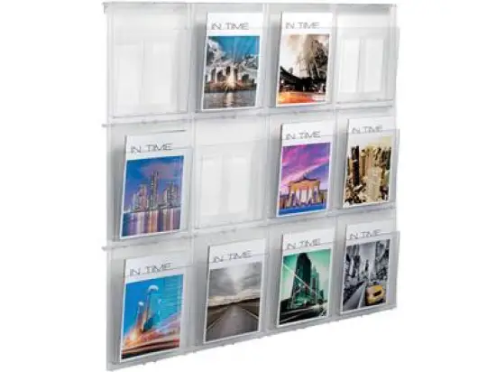 Wand-Prospekthalter Helit H6811102 placativ Wandset 12 x A4 incl. Montageschiene