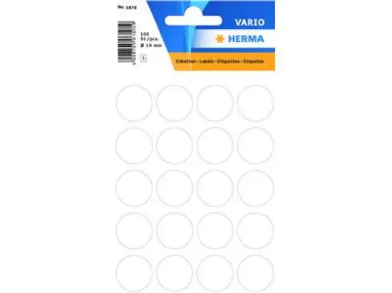 Markierungspunkte Herma 1870 Vario Ø 19mm weiß, Pack 10 x 100 Stk/5 Blatt