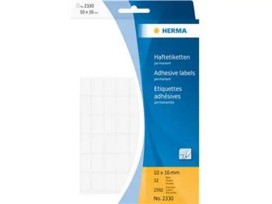 Haftetiketten Herma 2330 10 x 16 mm weiß, Handbeschriftung, Pack 2592 Stk/32 Blatt