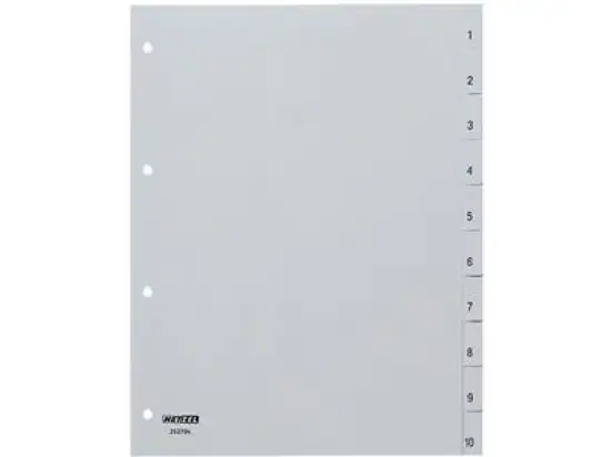 Zahlen-Register Hetzel 25271481 A4 Zahlen 1-20 20-teilig PP grau, Pack 10 Stk