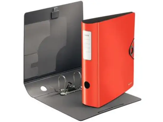 Ordner Leitz 1047-10-20 10471020 Active Solid A4, 82mm, gewölbt, Polyfoam, Duo-Optik, Gummizug, hellrot, Pack 5 Stk