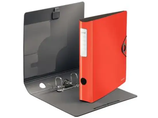 Ordner Leitz 1048-10-20 10481020 Active Solid A4, 65mm, gewölbt, Polyfoam, Duo-Optik, Gummizug, hellrot, Pack 5 Stk