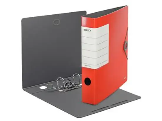 Ordner Leitz 1113-00-20 11130020 Solid A4, 62mm, Polyfoam, Gummizug, Wechselfenster, hellrot, Pack 5 Stk