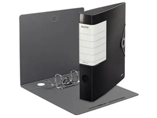Ordner Leitz 1113-00-95 11130095 Solid A4, 62mm, Polyfoam, Gummizug, Wechselfenster, schwarz, Pack 5 Stk