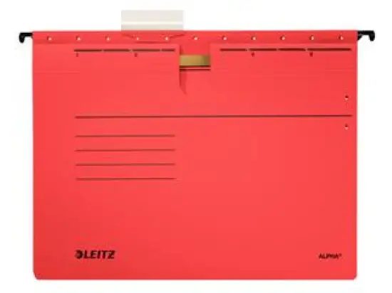 Hängehefter Leitz 1984-30-25 19843025 Alpha Karton 275g, kaufmännische Heftung, rot, Pack 5 Stk