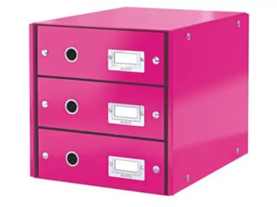 Schubladenset Leitz 6048-00-23 60480023 Click & Store pink 3 Schubladen