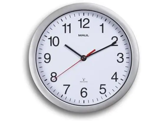 Wanduhr Maul 9052595 MAULrun Funk-Uhr Kunststoff Rahmen Ø25cm silber