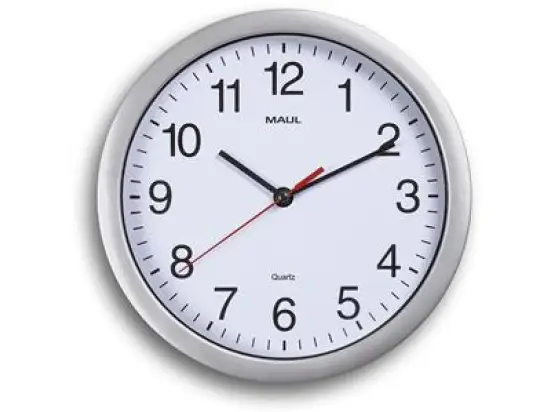 Wanduhr Maul 9052695 MAULrun Quarz-Uhr Kunststoff Rahmen Ø25cm silber