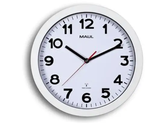 Wanduhr Maul 9053002 MAULstep Funk-Uhr Kunststoff Rahmen Ø30cm weiß