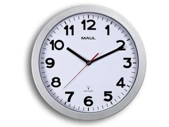 Wanduhr Maul 9053095 MAULstep Funk-Uhr Kunststoff Rahmen Ø30cm silber