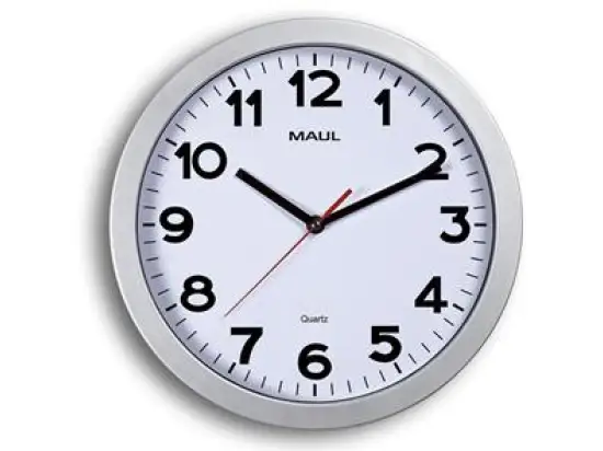 Wanduhr Maul 9053195 MAULstep Quarz-Uhr Kunststoff Rahmen Ø30cm silber