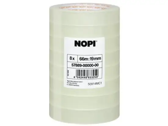 Klebefilm Nopi 57889-00000-00 19 mm x 66 m transparent, Pack 8 Rollen