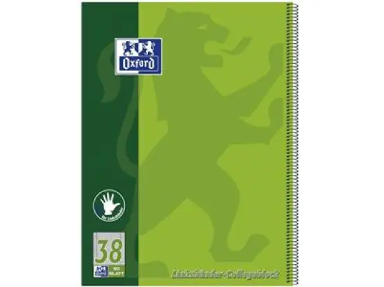 Collegeblock Oxford 100050405 A4+ kariert 80 Blatt 90g für Linkshänder Rand links, Pack 10 Stk