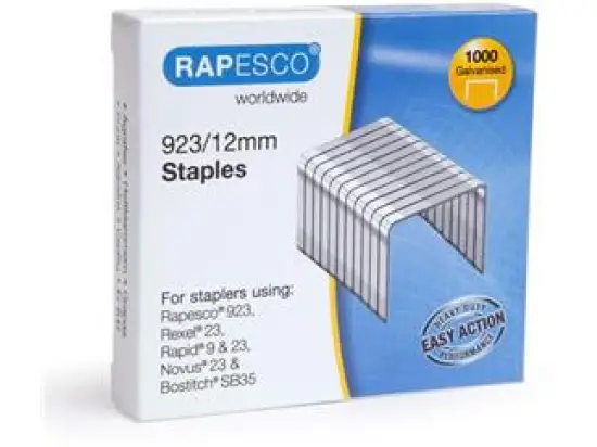 Heftklammern Rapesco 1238 923/12mm verzinkt, Pack 1000 Stk