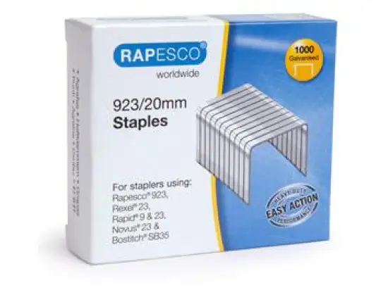 Heftklammern Rapesco 1241 923/20mm verzinkt, Pack 1000 Stk