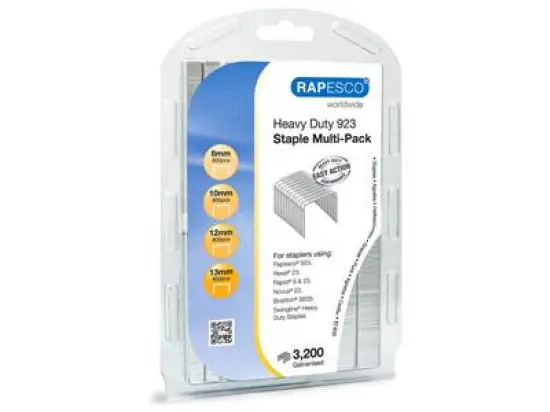 Heftklammern Rapesco 1246 923 Multi Pack verzinkt 8mm/10mm/12mm/13mm, Pack 4 x 800 Stk