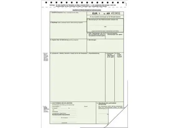 Warenverkehrsbescheinigung RNK 2271L EUR.1 A4 für Laser-Drucker, Pack 50 Stk