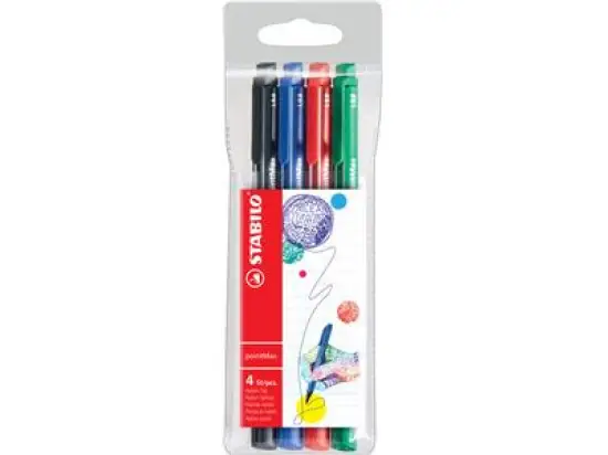 Filzschreiber Stabilo 488/4 pointMax 0,8mm 4er-Etui rot/blau/grün/schwarz, Pack 5 Stk