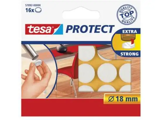 Filzgleiter Tesa 57892-00000-00 Protect 18mm weiß rund extra strong, Pack 20 x 16 Stk
