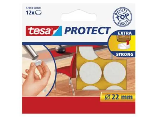 Filzgleiter Tesa 57893-00000-00 Protect 22mm weiß rund extra strong, Pack 20 x 12 Stk