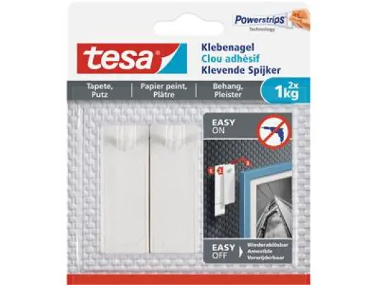 Klebenagel Tesa 77773-00000-00 Powerstrips bis 1kg weiß, Pack 2 Stk