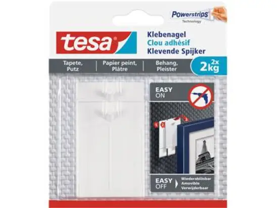 Klebenagel Tesa 77776-00000-00 Powerstrips bis 2kg weiß, Pack 8 x 2 Stk