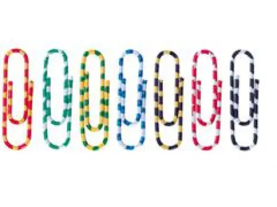 Briefklammern Alco 2256-26 Zebra 28mm, kunststoffüberzogen, gestreifte Farben, farbig sortiert, Pack 100 Stk