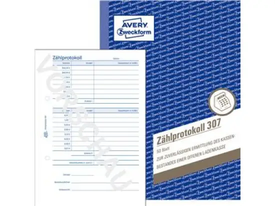 Zählprotokoll Avery Zweckform 307 A5 50Blatt, Pack 10 Stk