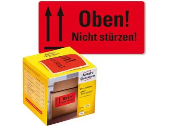 Warnetiketten Avery Zweckform 7214 Oben! Nicht stürzen! 100 x 50 mm neonrot, Rolle 200 Stk