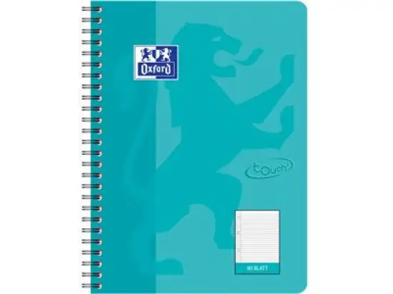 Collegeblock Oxford 400086489 Touch B5 liniert 80 Blatt 90g aqua, Pack 5 Stk