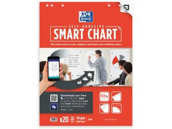 Flipchartblock Oxford 400096276 Smart Chart blanko selbstklebend 60x80cm, Pack 3 Stk