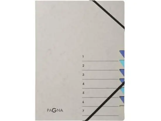 Ordnungsmappe Pagna 44307-02 Easy Grey 7-Fächer blau Pressspan, Pack 5 Stk