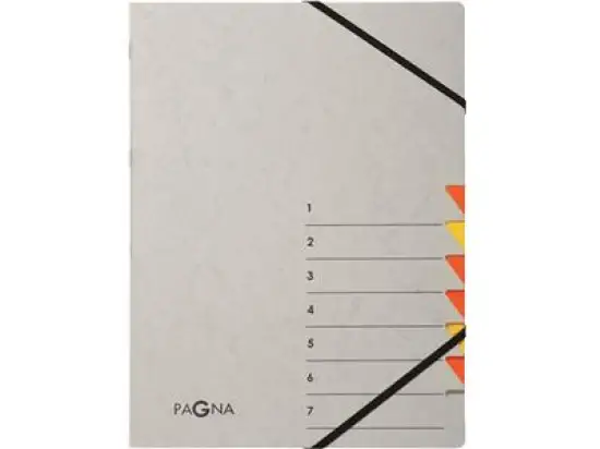 Ordnungsmappe Pagna 44307-12 Easy Grey 7-Fächer orange Pressspan, Pack 5 Stk