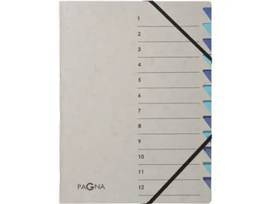 Ordnungsmappe Pagna 44312-02 Easy Grey 12-Fächer blau Pressspan, Pack 5 Stk