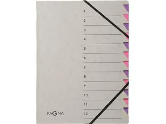 Ordnungsmappe Pagna 44312-10 Easy Grey 12-Fächer lila Pressspan, Pack 5 Stk