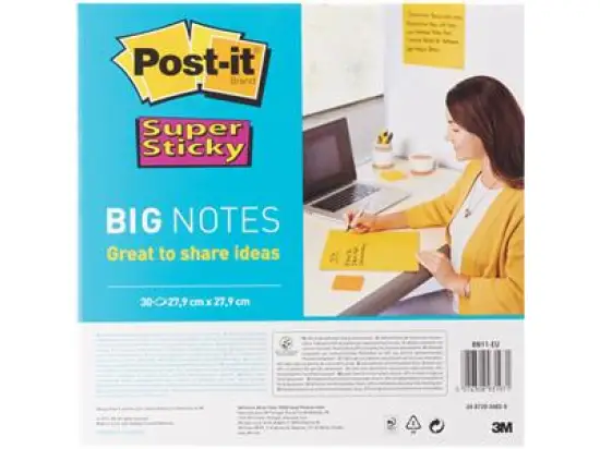 Haftnotiz Post-it BN11-EU Big Notes 279x279mm 30Blatt ultragelb