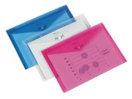 Dokumententasche Rexel 2101660 ICE A4 quer klar mit Druckknopfverschluss, Pack 5 Stk