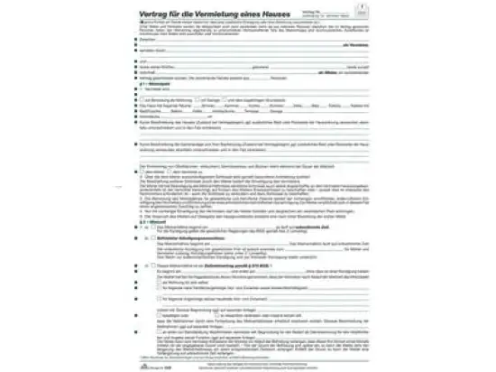Mietvertrag Haus RNK 545/10 A4, 8Seiten, Pack 10 Stk