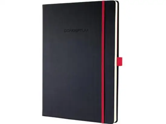 Notizbuch Sigel CO660 Conceptum Red Edition A4 kariert 80g Hardcover schwarz