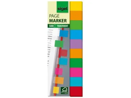 Haftmarker Sigel HN684 Multicolor 12,5x44mm farbig sortiert Folie 50Blatt/Block, Pack 10 Blöcke