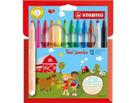 Filzstift Stabilo 380/12 Trio Jumbo 12er-Etui 3,0mm farbig sortiert