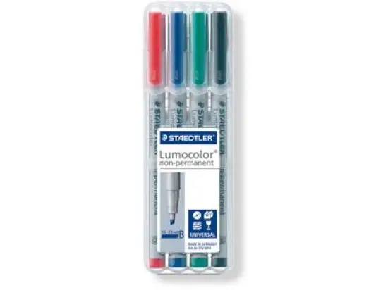 Universalstift Staedtler 312WP4 312 WP4 Lumocolor non-permanent B Strichstärke: B, wasserlöslich 4-Etui Farben rot/blau/grün/schwarz