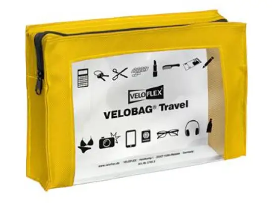 Reißverschlusstasche Veloflex 2705310 Velobag Travel A5 230 x 160 mm, PVC, transparent, gelb, Pack 6 Stk