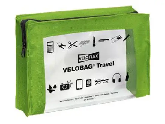 Reißverschlusstasche Veloflex 2705341 Velobag Travel A5 230 x 160 mm, PVC, transparent, grün, Pack 6 Stk