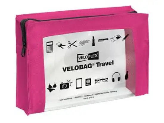 Reißverschlusstasche Veloflex 2705371 Velobag Travel A5 230 x 160 mm, PVC, transparent, pink, Pack 6 Stk