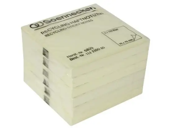 Haftnotiz Soennecken 111116010 5829 75x75mm gelb Recycling Block mit 100 Blatt, Pack 6 Blöcke