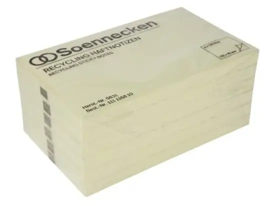 Haftnotiz Soennecken 111116810 5831 125x75mm gelb Recycling Block mit 100 Blatt, Pack 6 Blöcke