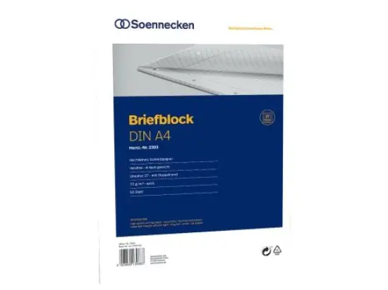 Briefblock Soennecken 111232200 2303 A4 liniert 50Blatt 4fach Lochung Lineatur27 70g